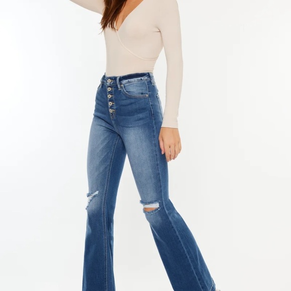 Kancan Dixie Ultra High Rise Flare Jeans (Petite) - Picture 11 of 14